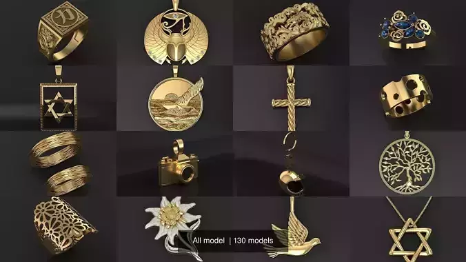 All model crown pendant with diamonds 3D Model Collection