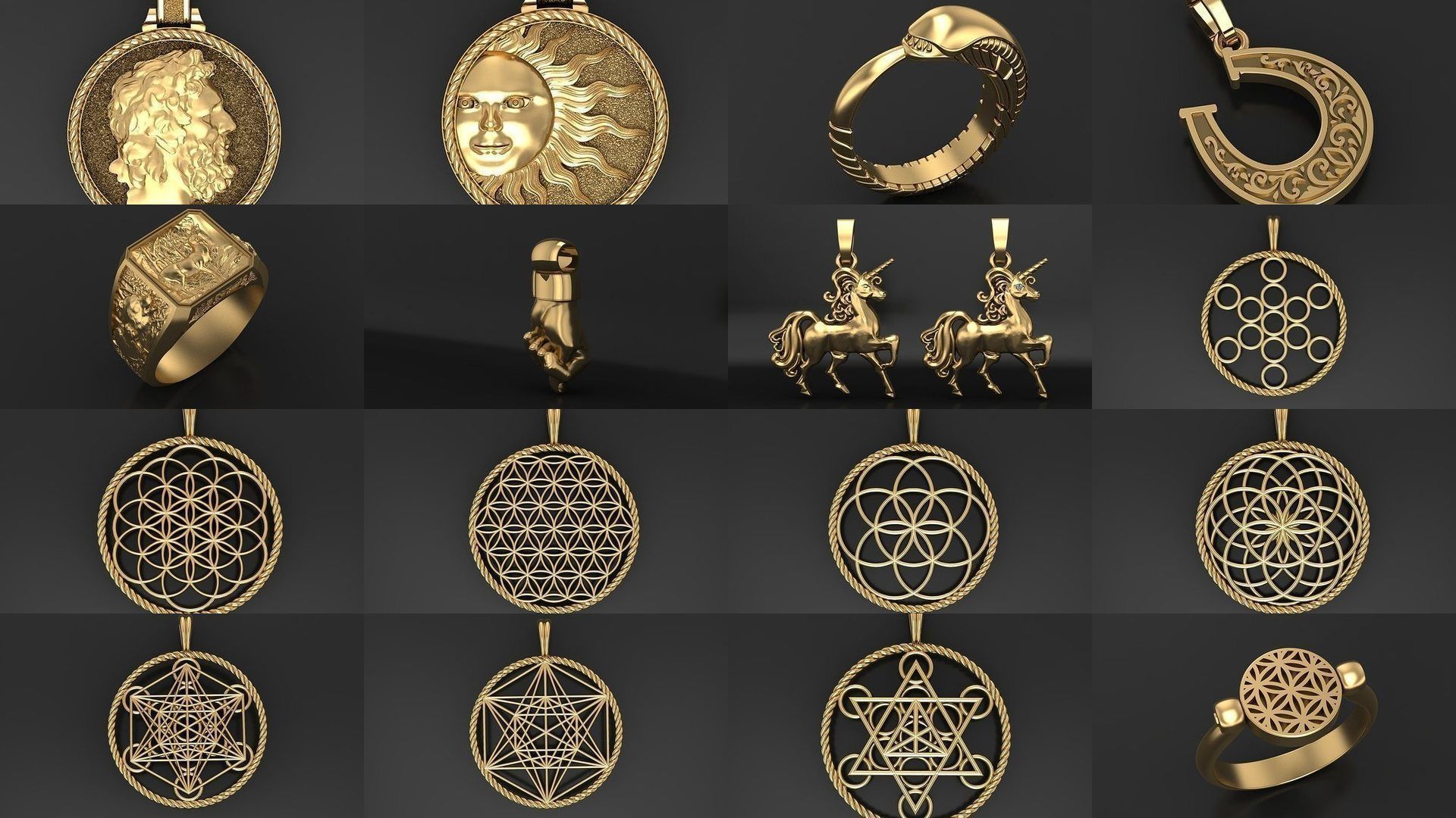 All model crown pendant with diamonds 3D Model Collection_3