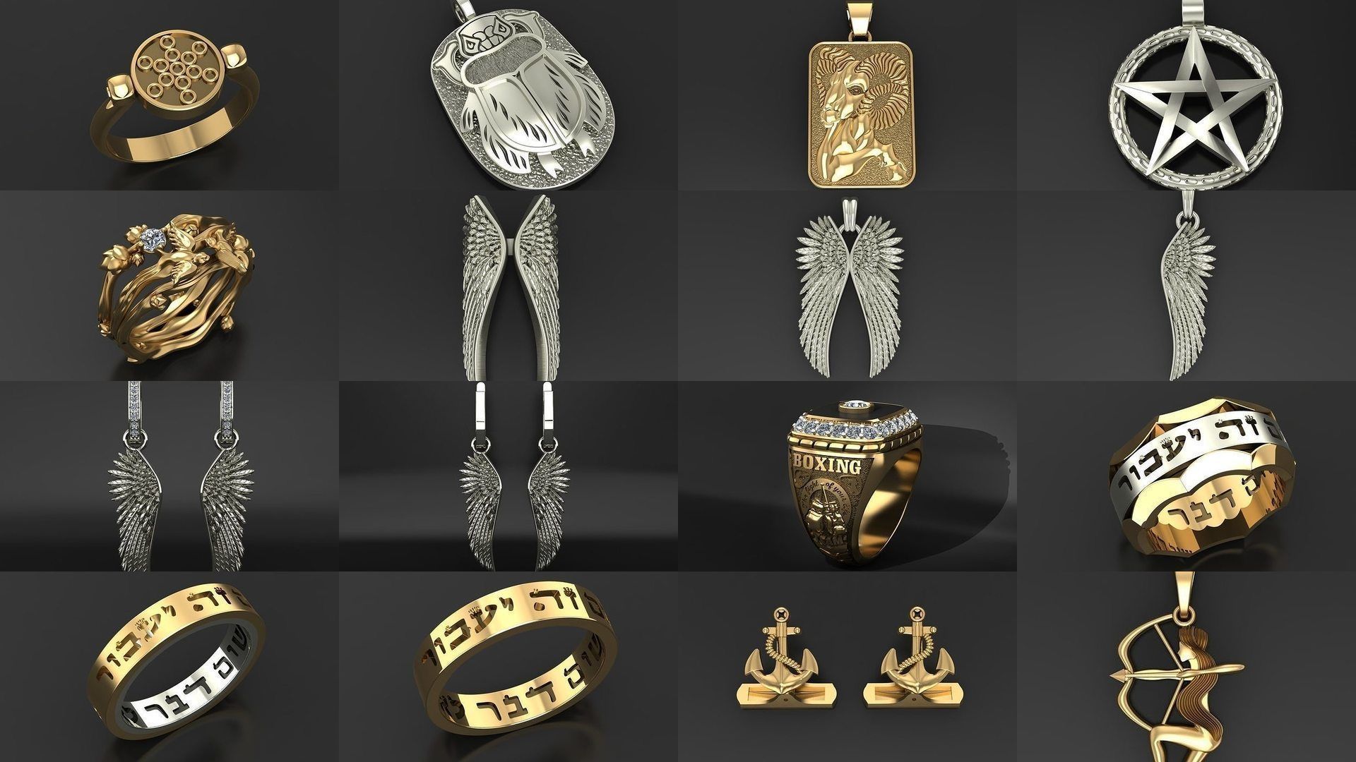 All model crown pendant with diamonds 3D Model Collection_5