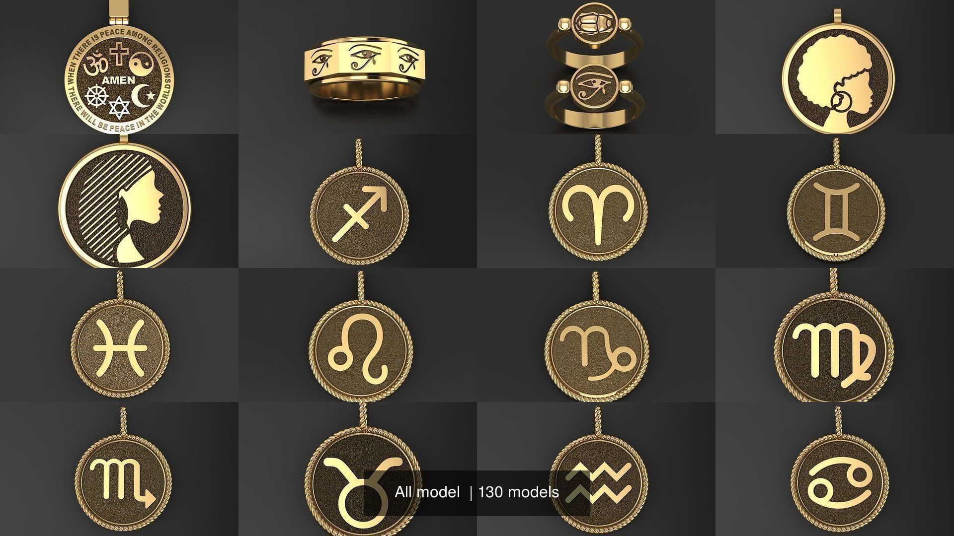 All model crown pendant with diamonds 3D Model Collection_12