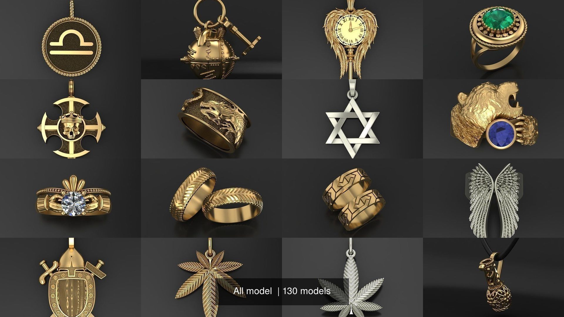 All model crown pendant with diamonds 3D Model Collection_14