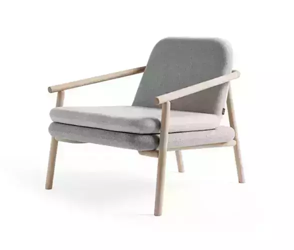 Scandina Oak and Fabric Lounge Chair 