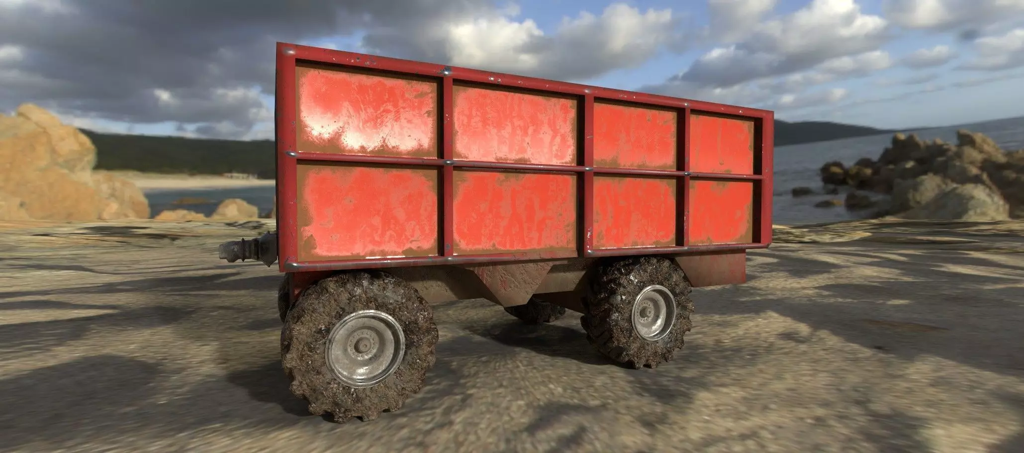 Container truck 3D model Low-poly 3D model_0