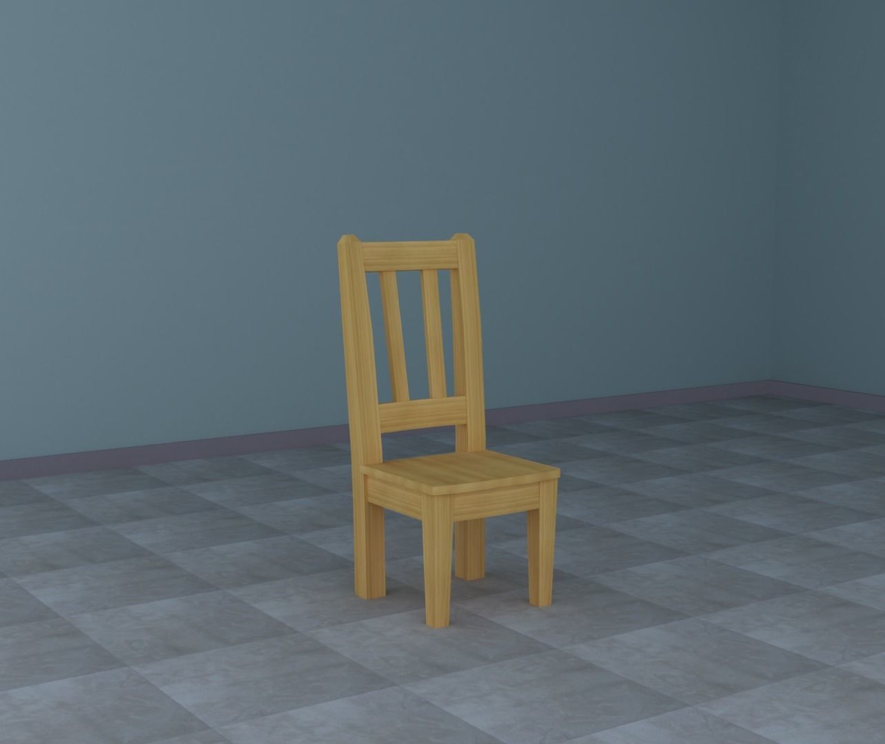 Wooden Chair  3D model_2