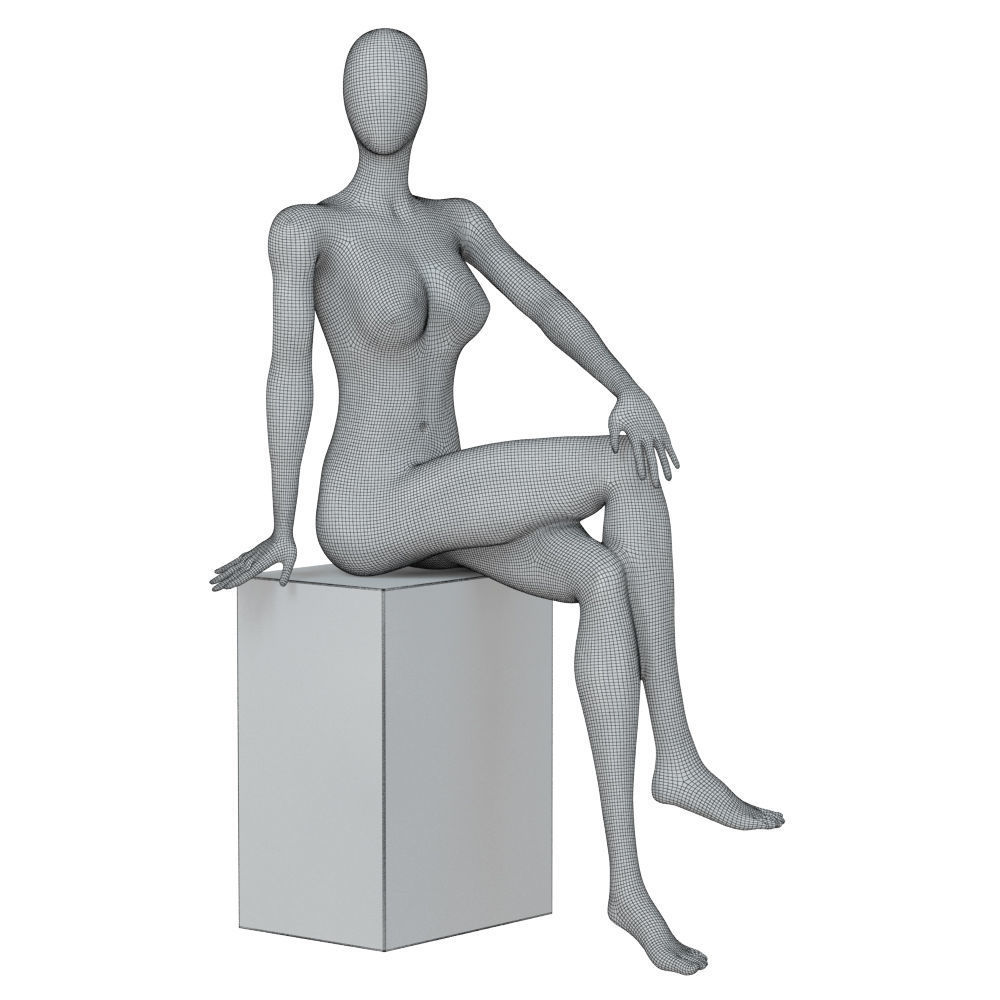 Female seated mannequin 85 3D model_5