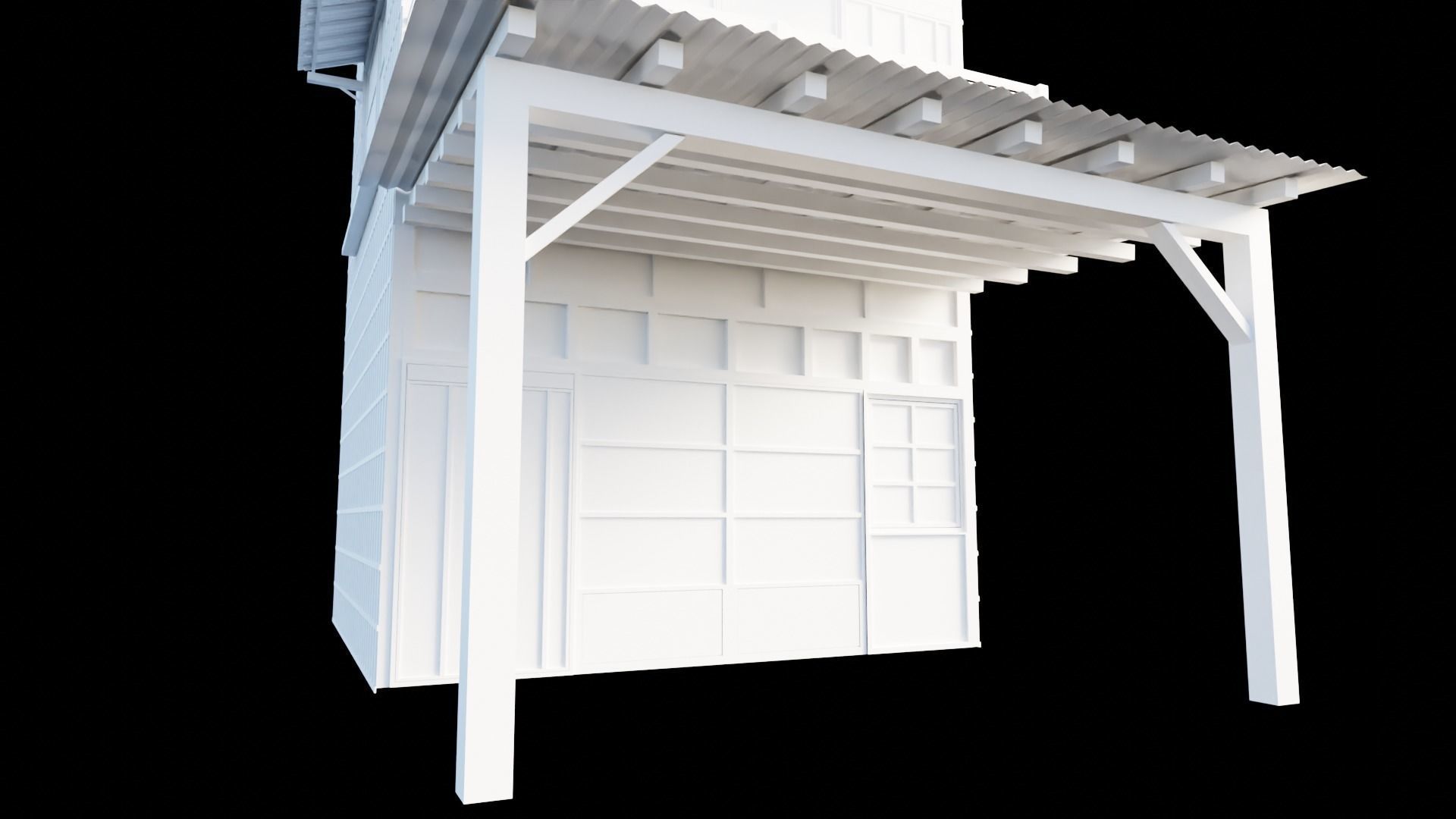 japanese wooden house Low-poly 3D model_12