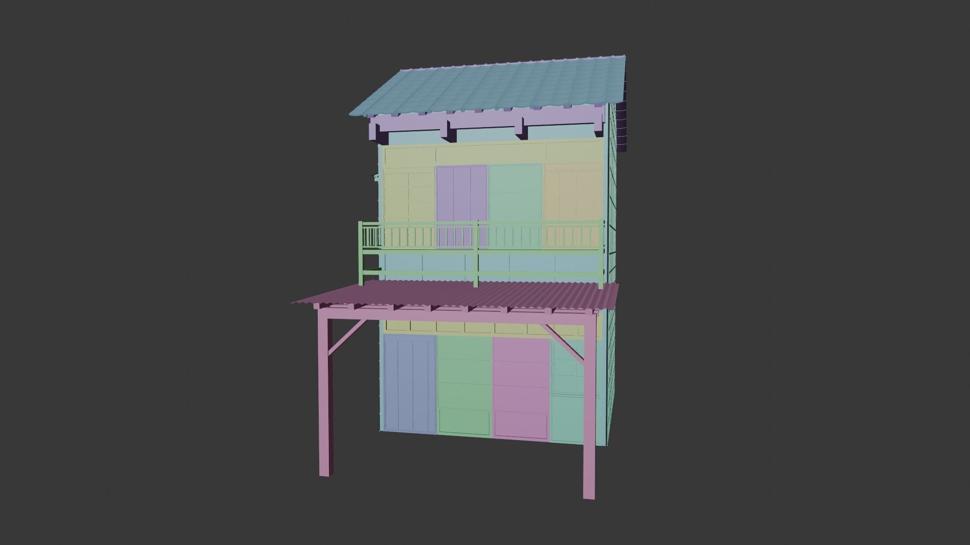 japanese wooden house Low-poly 3D model_14