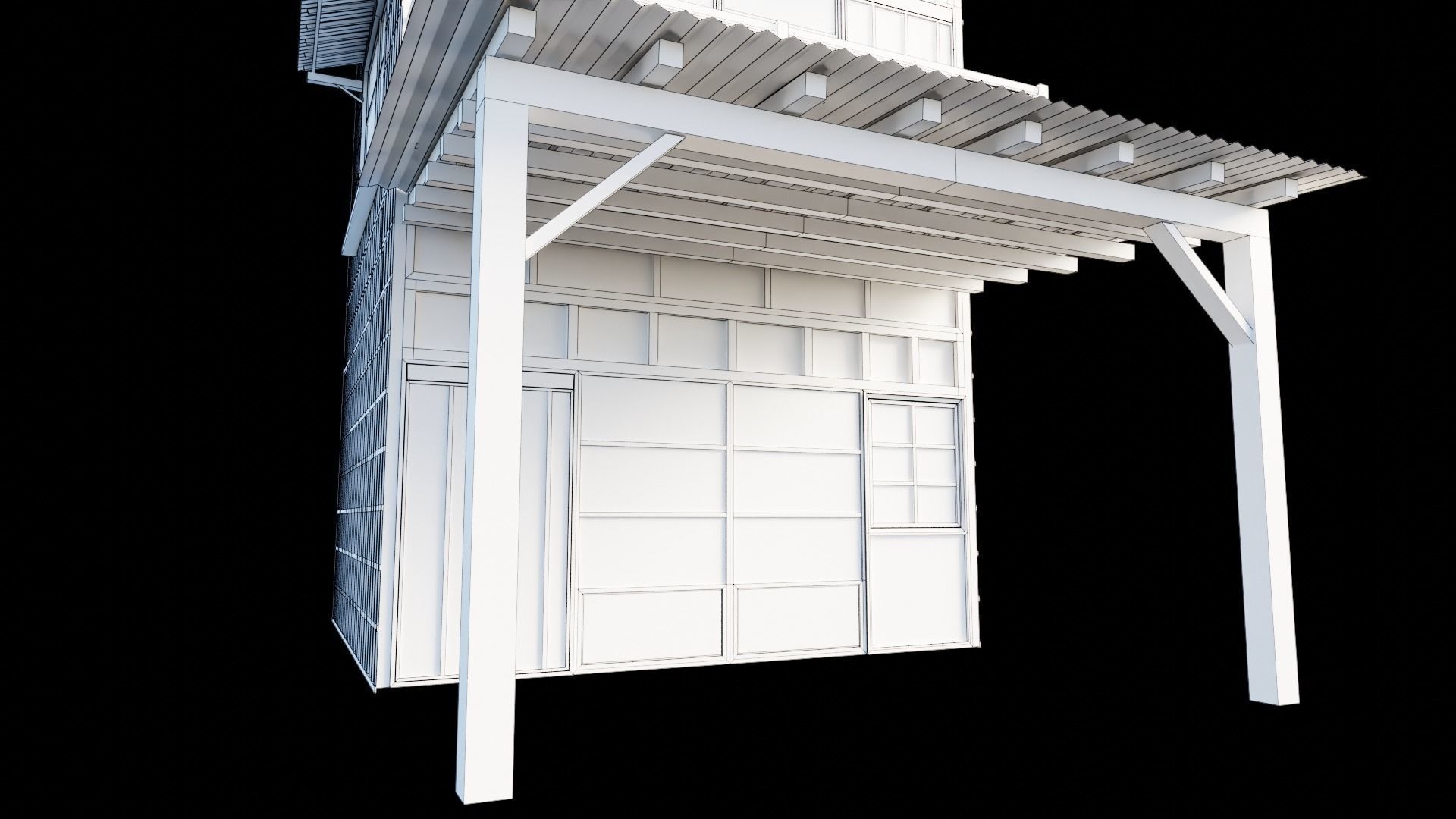 japanese wooden house Low-poly 3D model_8