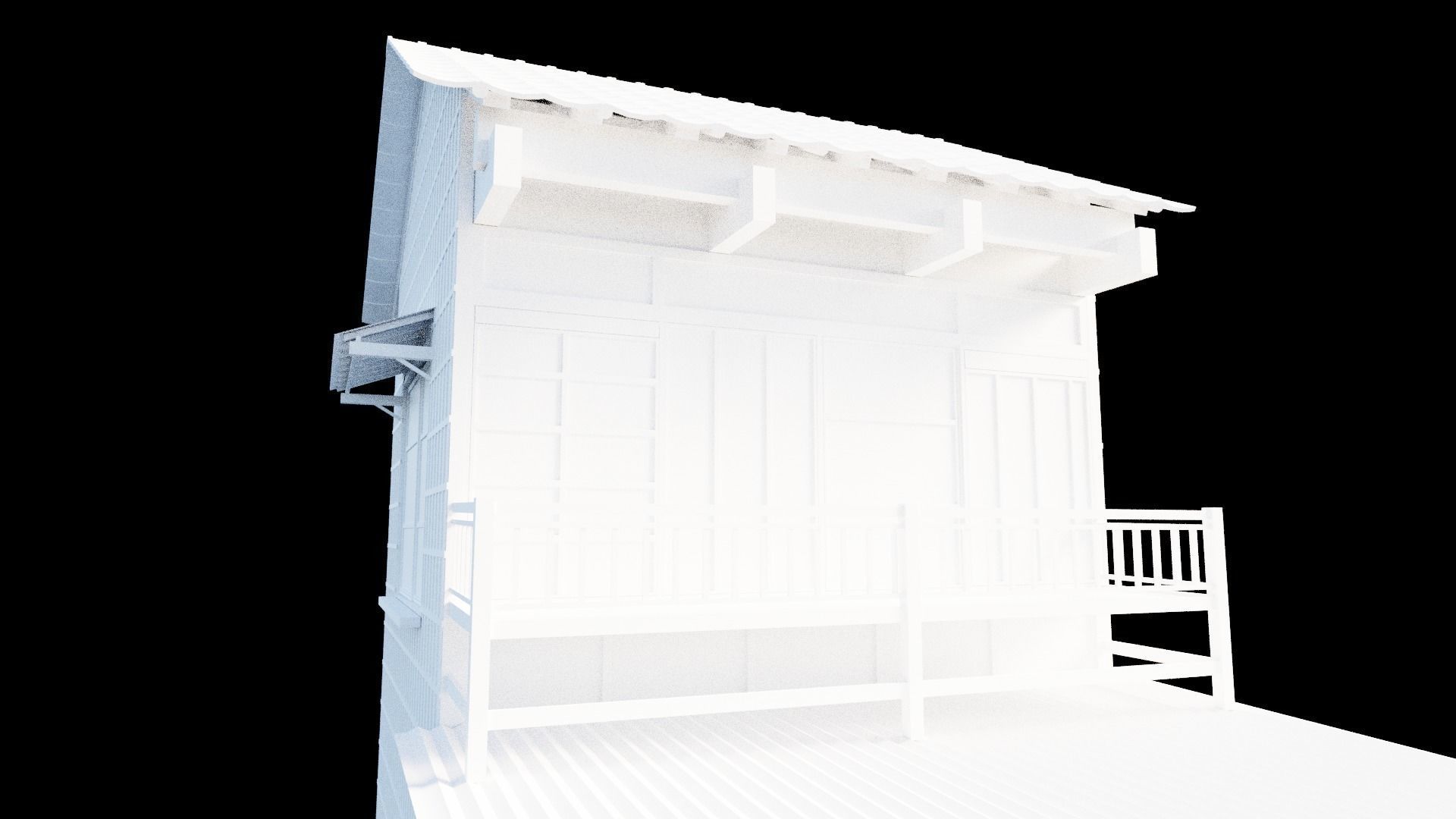 japanese wooden house Low-poly 3D model_11