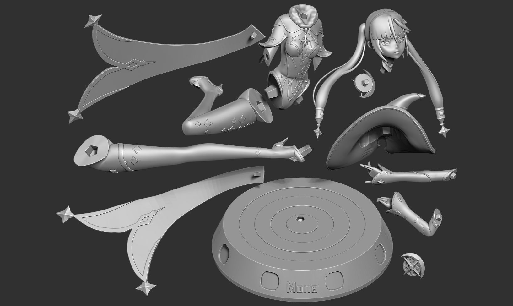 Mona Megistus - Genshin Impact Fanart 3D print model_2