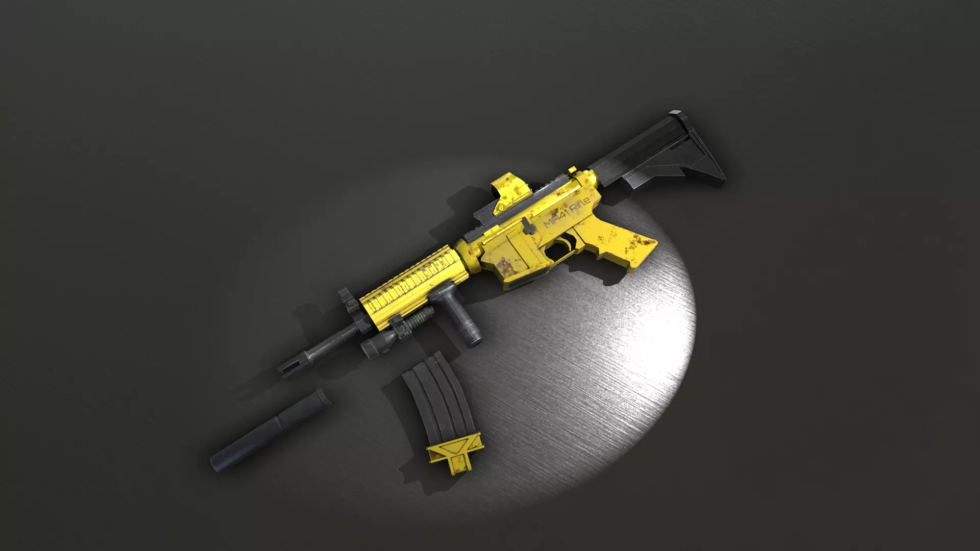 Cyberpunk Rifle MA41 Low-poly 3D model_0