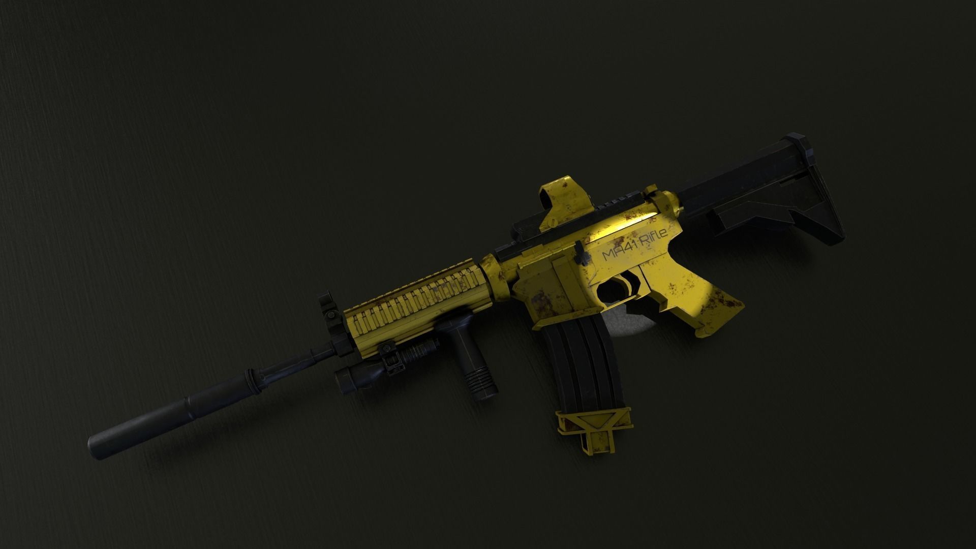 Cyberpunk Rifle MA41 Low-poly 3D model_6