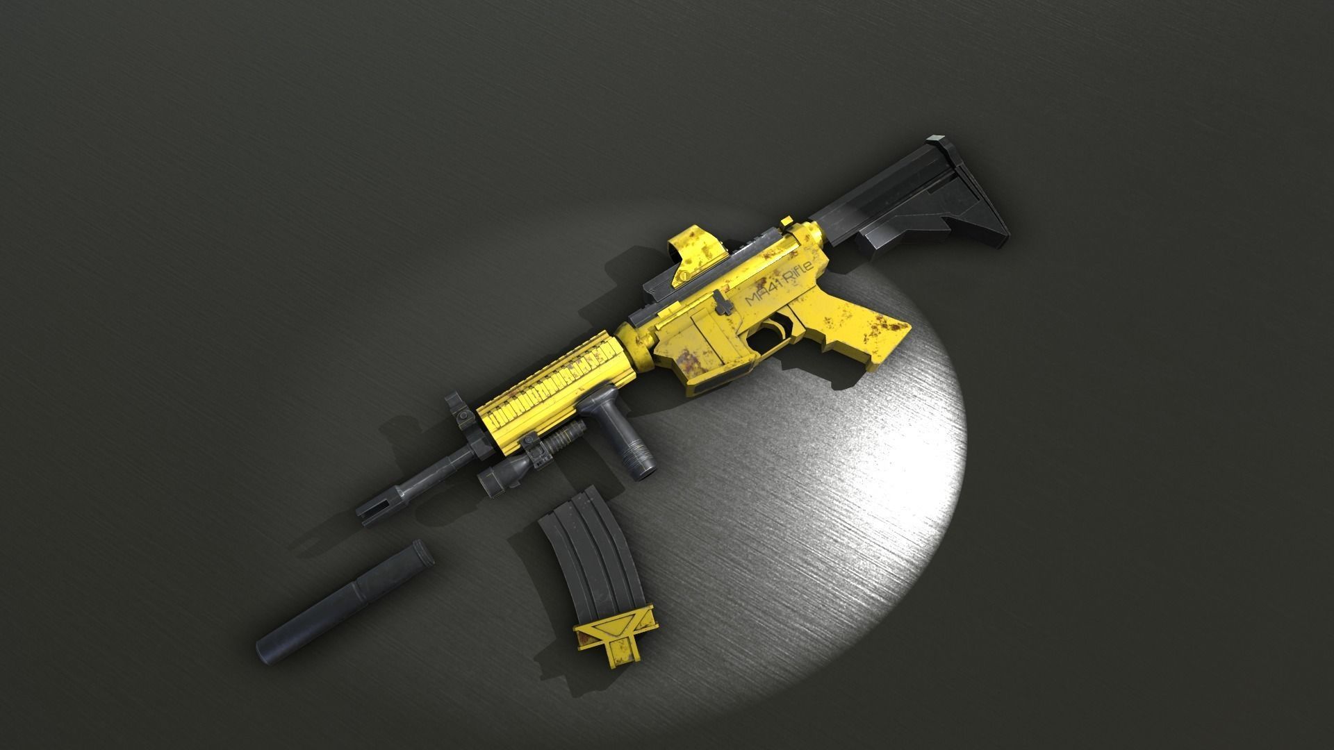 Cyberpunk Rifle MA41 Low-poly 3D model_4