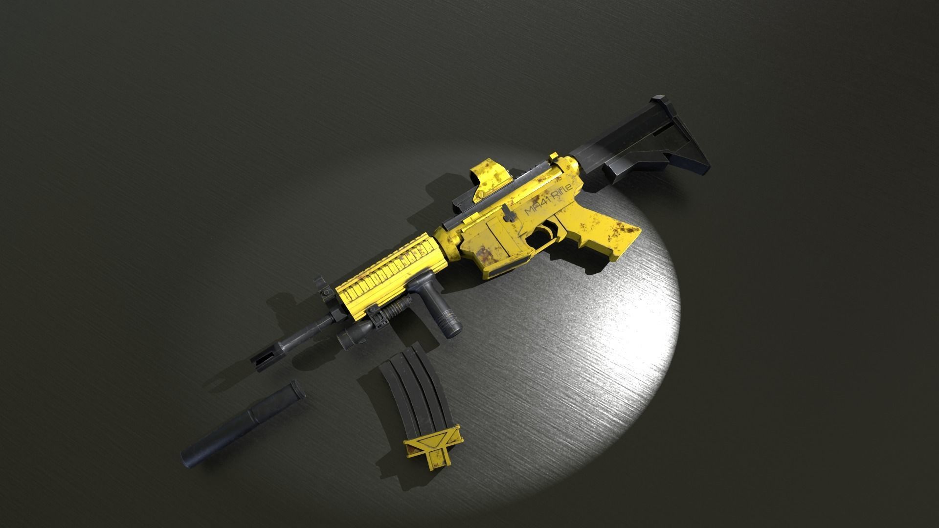 Cyberpunk Rifle MA41 Low-poly 3D model_5