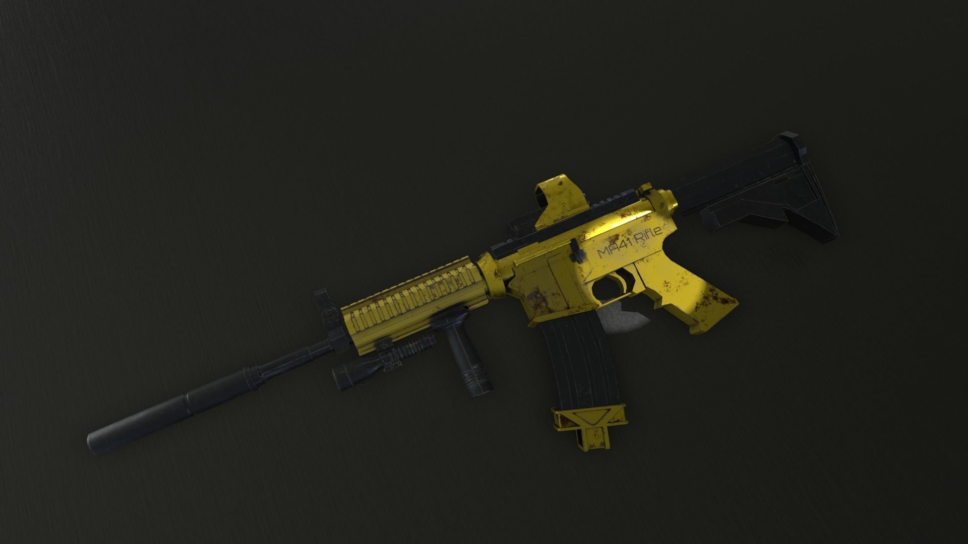 Cyberpunk Rifle MA41 Low-poly 3D model_7