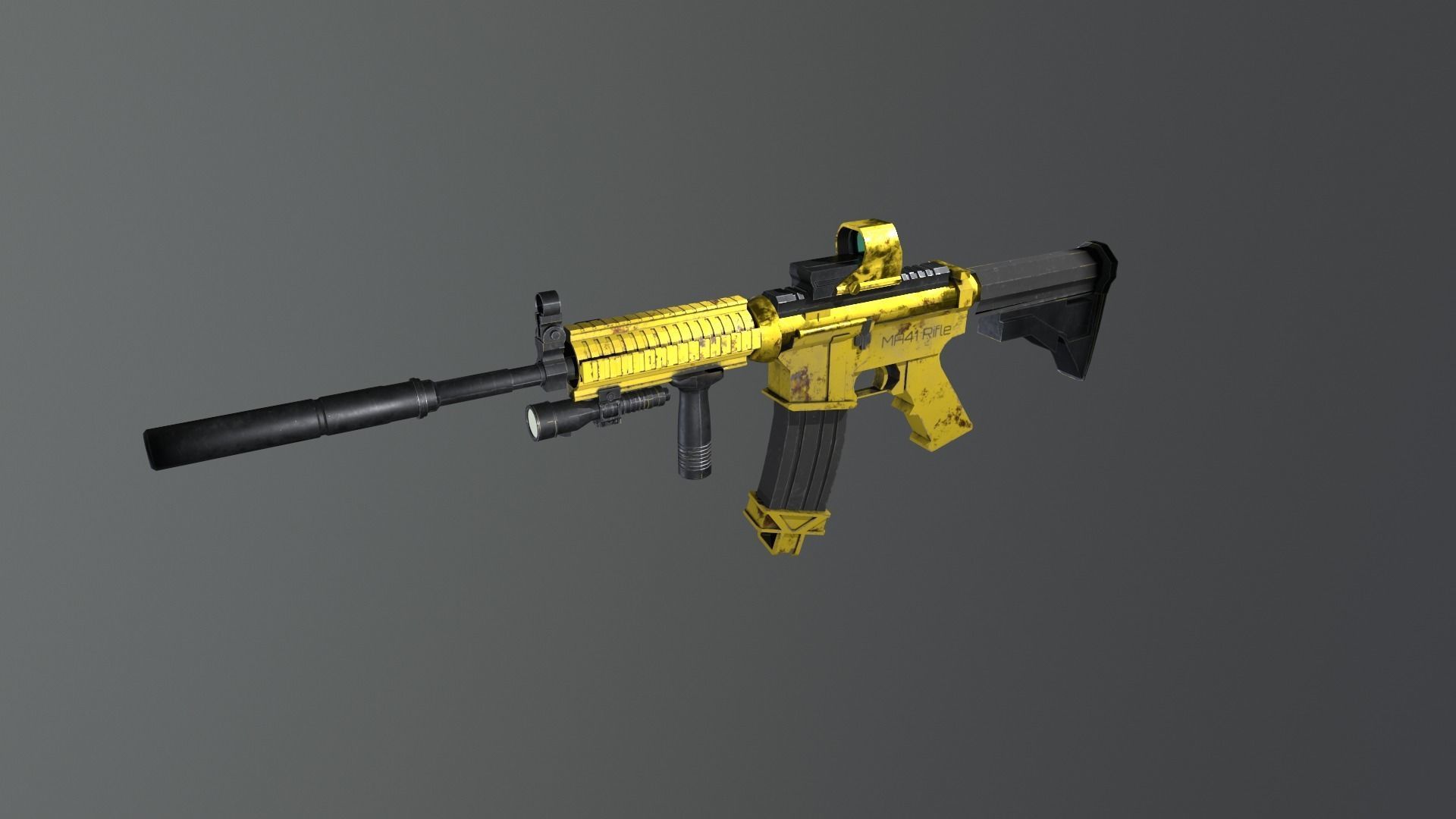 Cyberpunk Rifle MA41 Low-poly 3D model_8