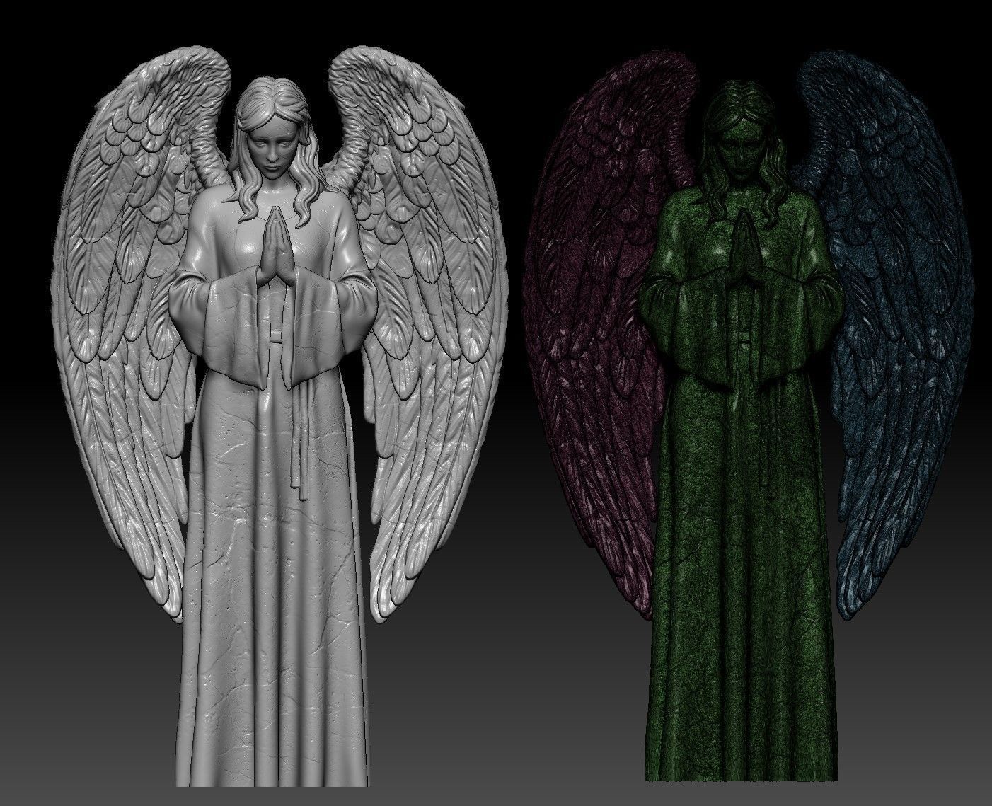 Angel Statue Low-poly 3D model_11