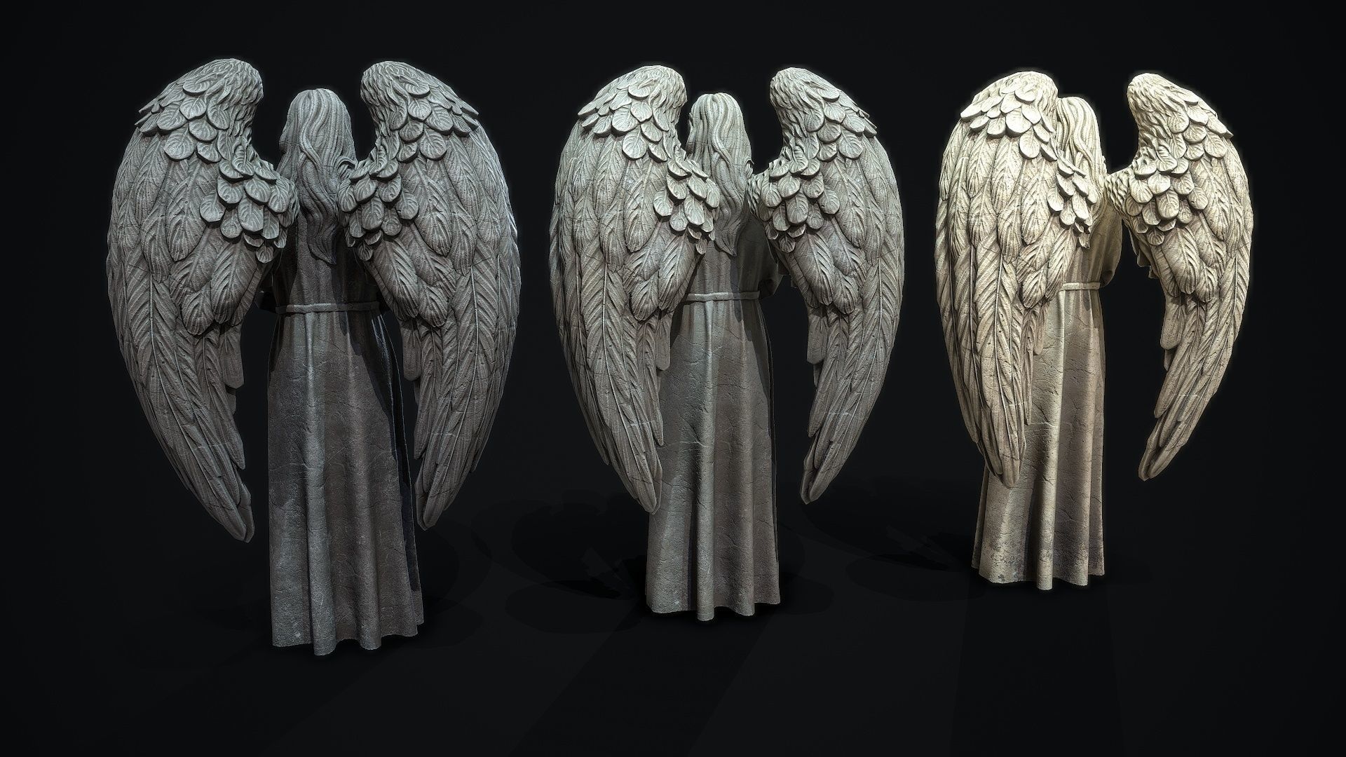 Angel Statue Low-poly 3D model_6