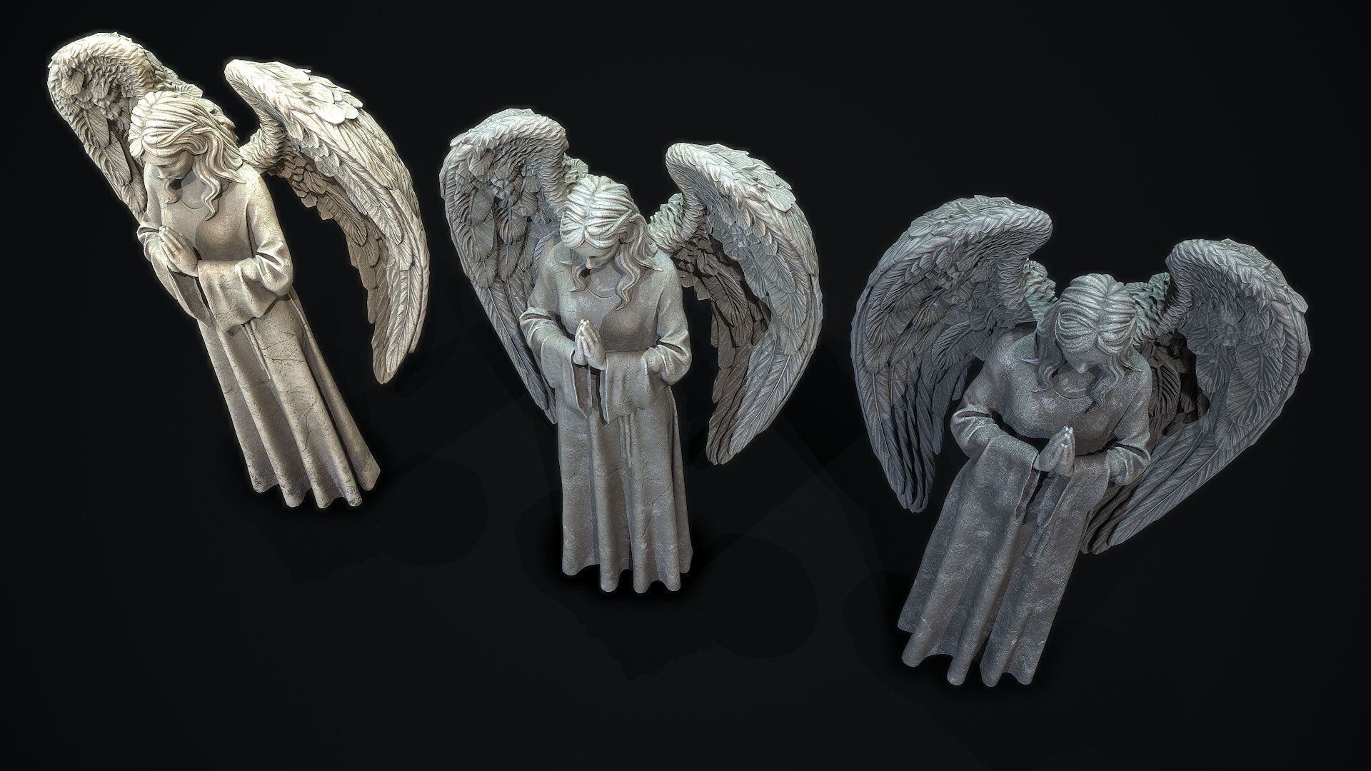 Angel Statue Low-poly 3D model_5