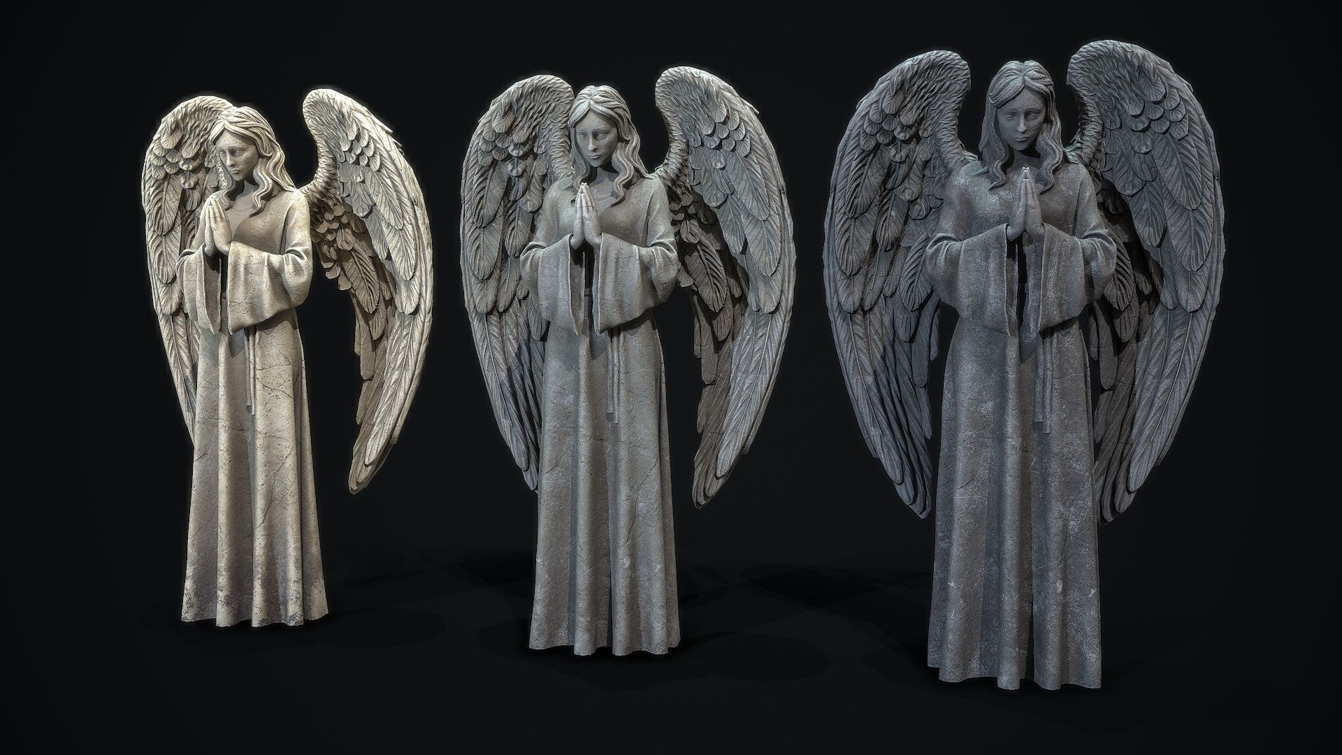Angel Statue Low-poly 3D model_4