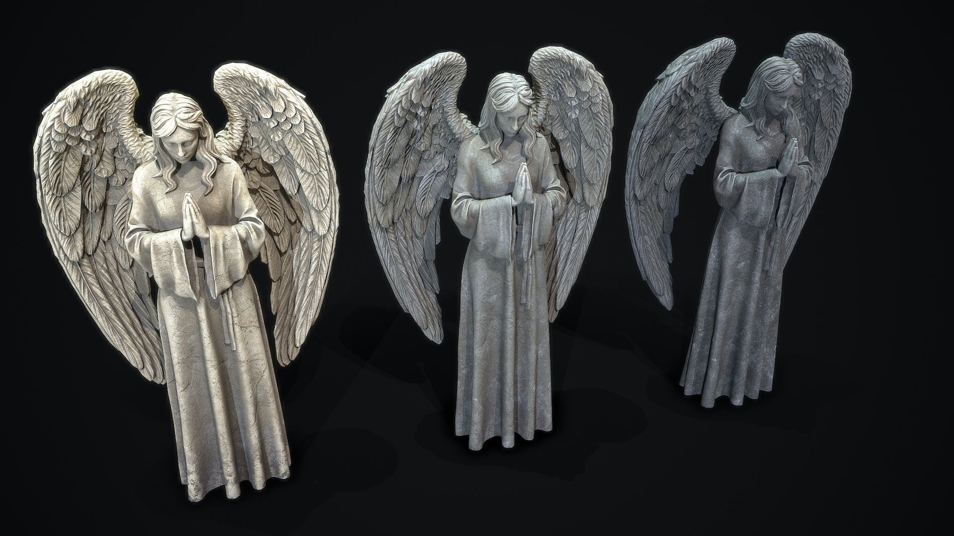 Angel Statue Low-poly 3D model_8