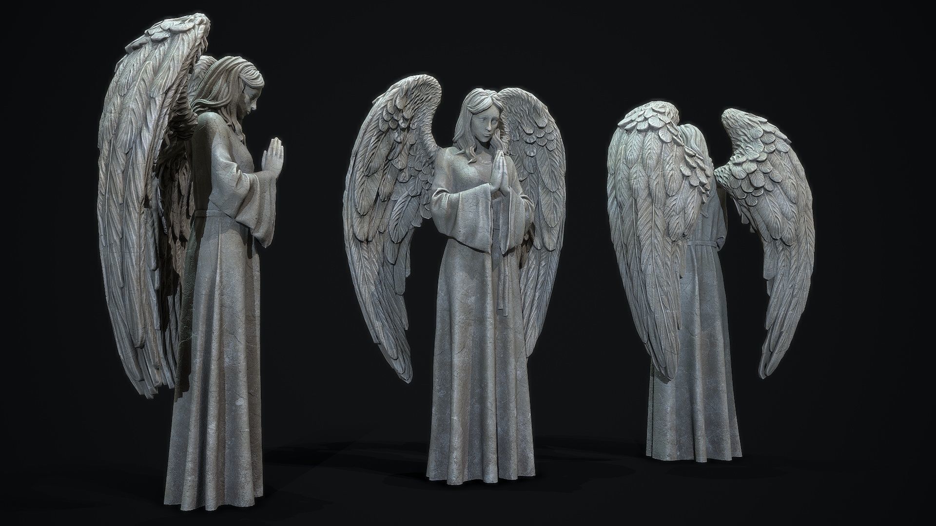 Angel Statue Low-poly 3D model_3