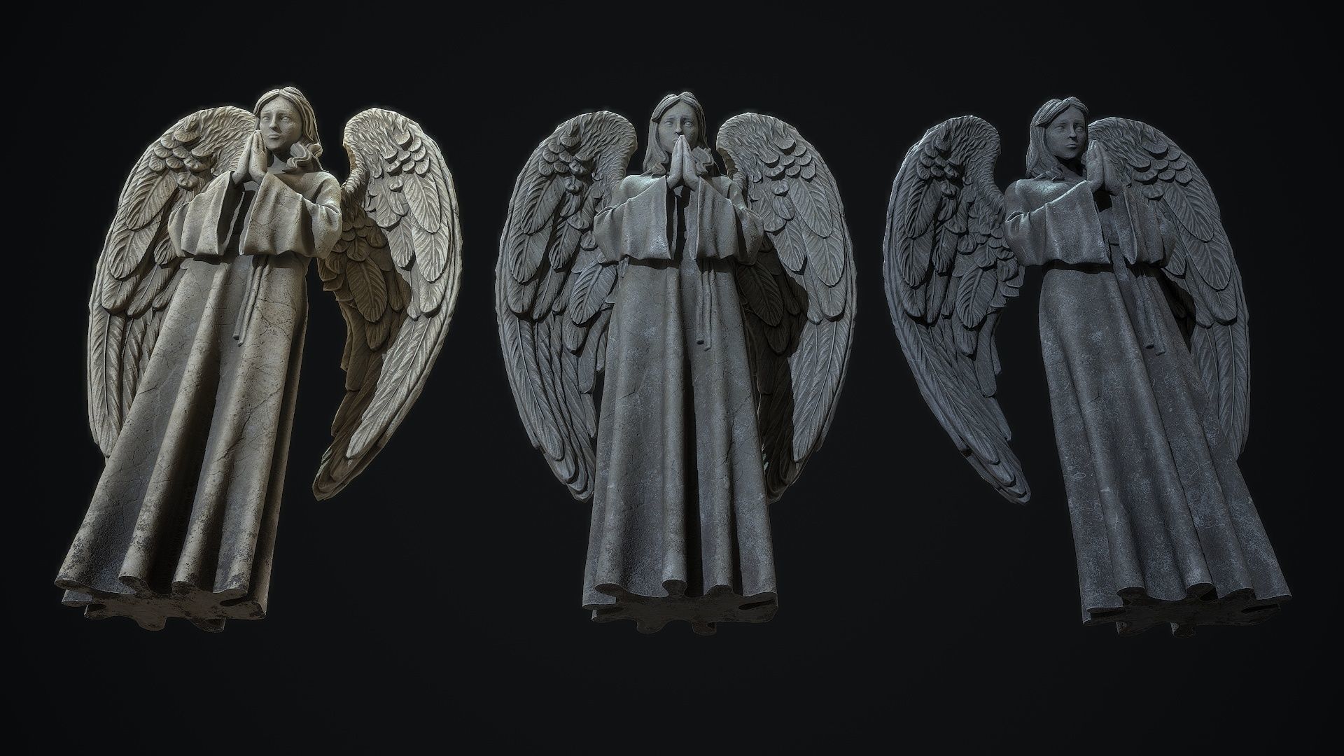 Angel Statue Low-poly 3D model_7