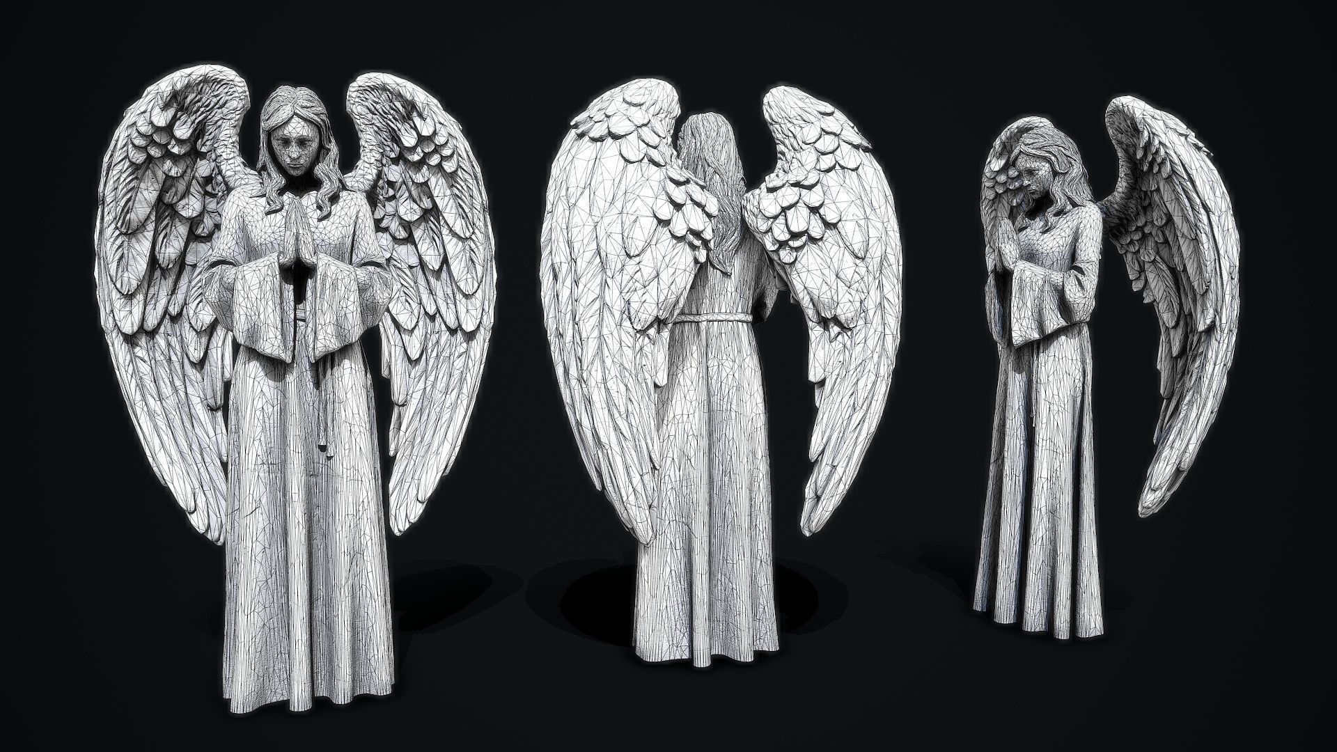 Angel Statue Low-poly 3D model_10