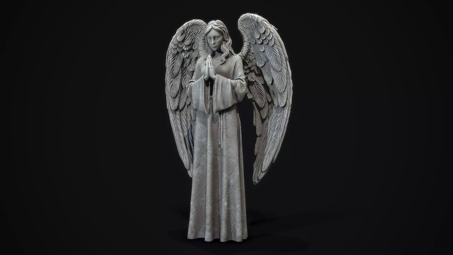 Angel Statue Low-poly 3D model_0