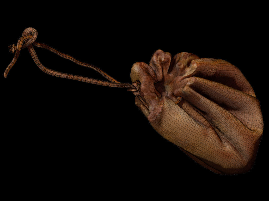 Midieval Wallet 3D scan Low-poly 3D model_7