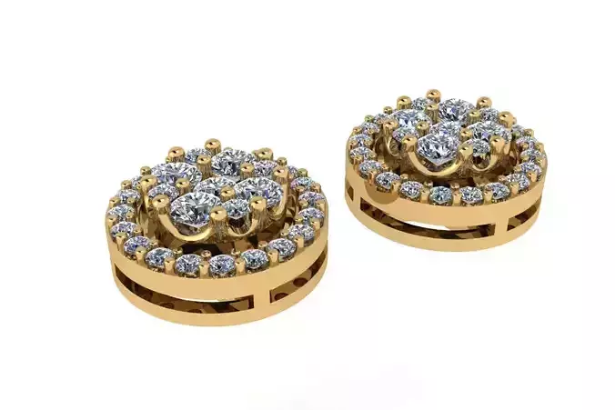 earrings diamond cluster stud gold