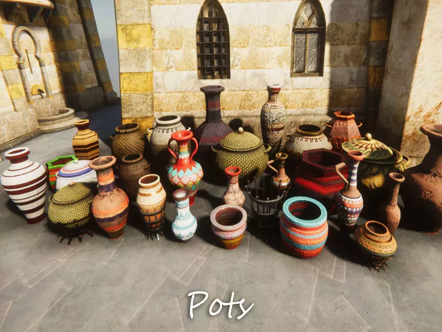 Pots Collection Low-poly 3D model_0