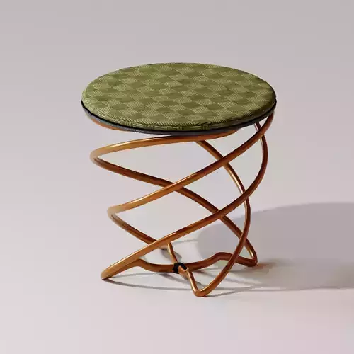 Modern Artistic Stool with Fancy Curved Metallic Legs Low-poly 3D model