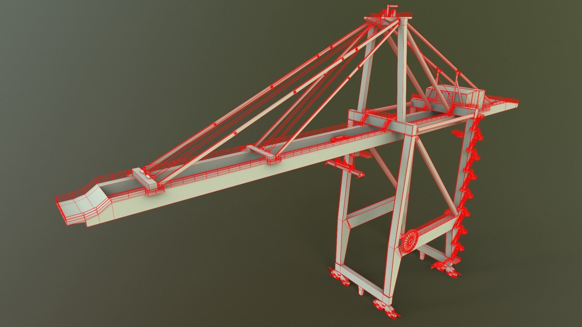 PBR Quayside Container Crane V2 - Blue Dark Low-poly 3D model_26