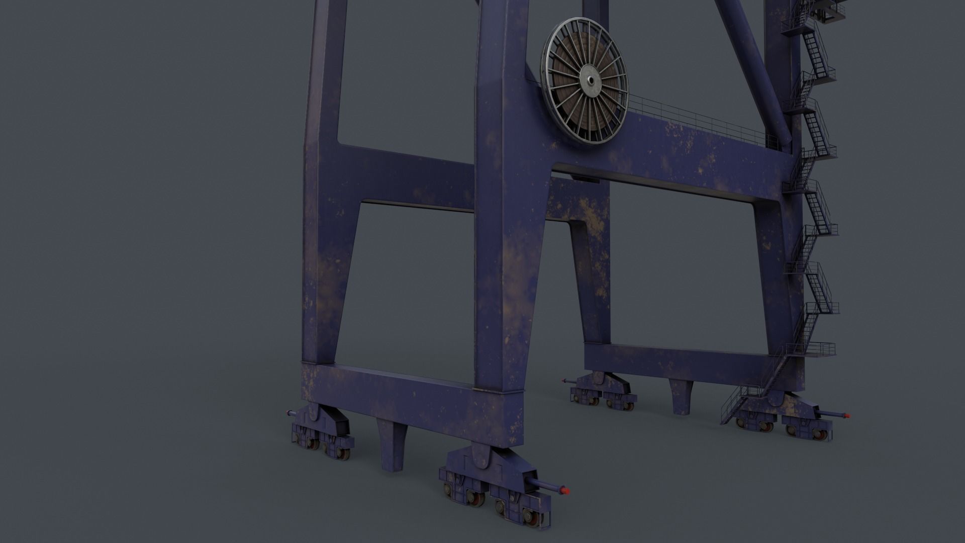 PBR Quayside Container Crane V2 - Blue Dark Low-poly 3D model_17