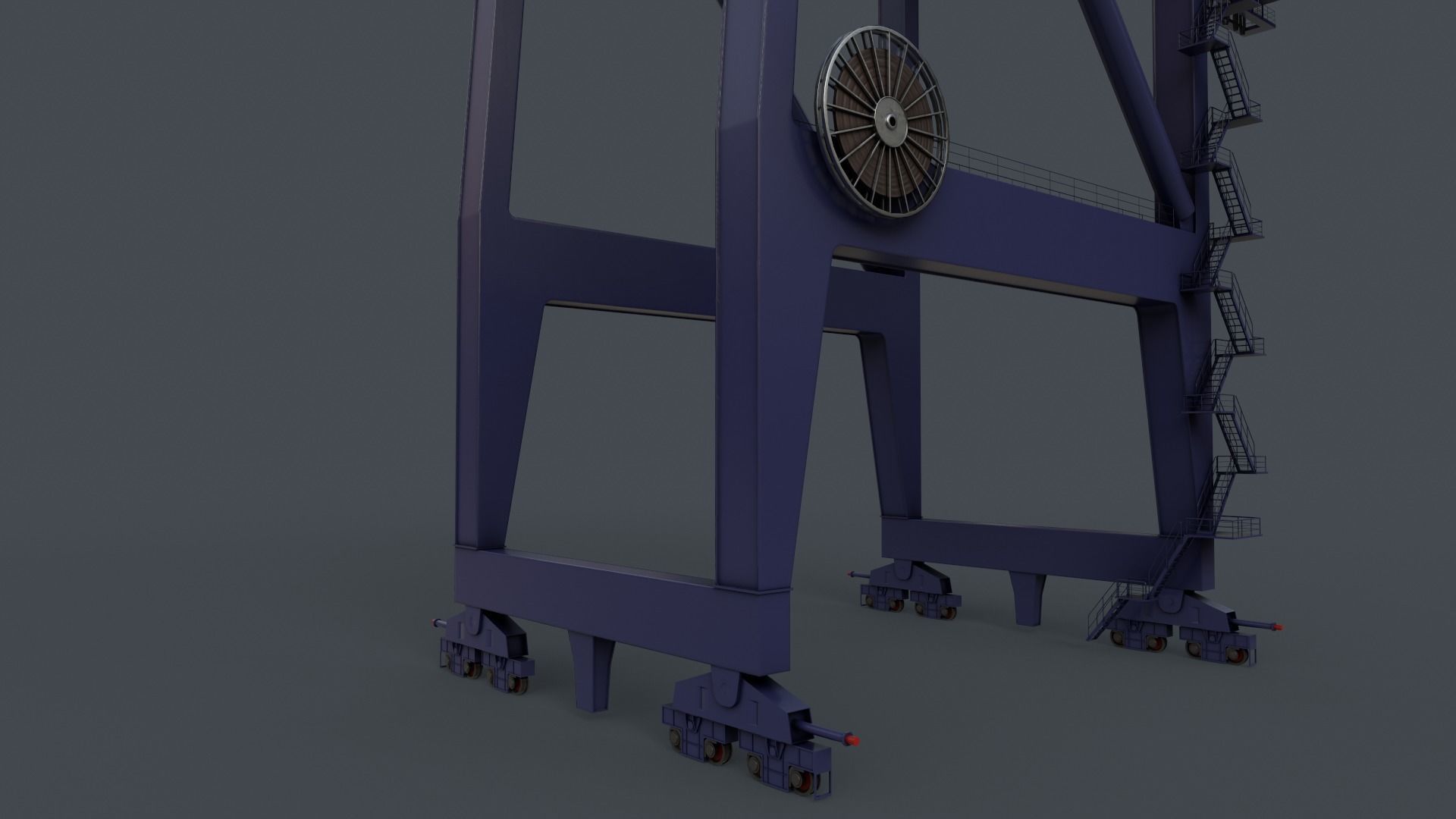 PBR Quayside Container Crane V2 - Blue Dark Low-poly 3D model_16