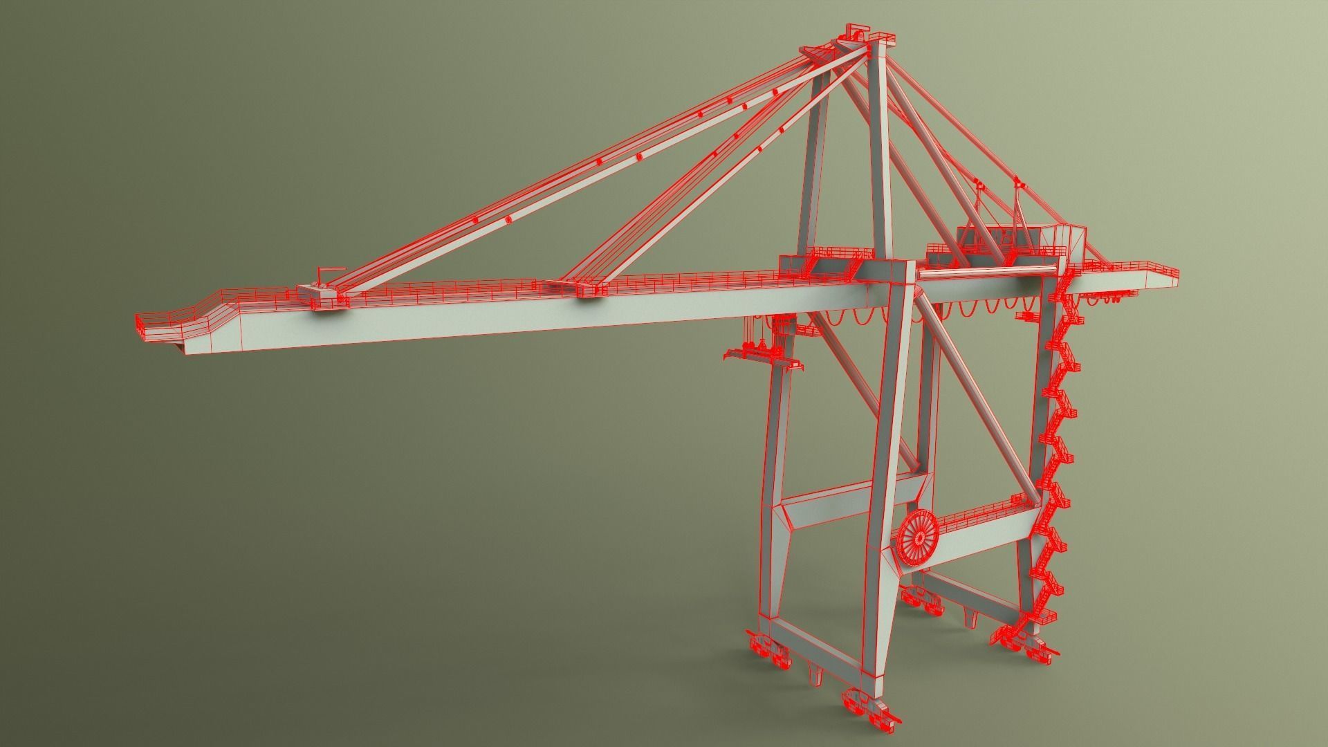 PBR Quayside Container Crane V2 - Blue Dark Low-poly 3D model_27