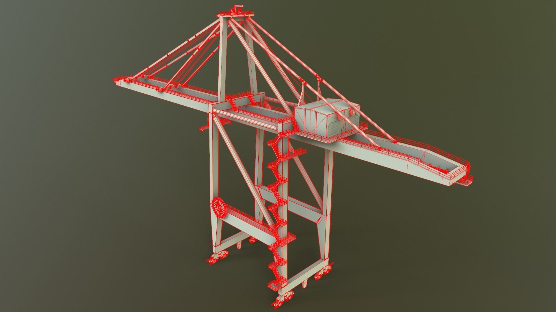 PBR Quayside Container Crane V2 - Blue Dark Low-poly 3D model_35