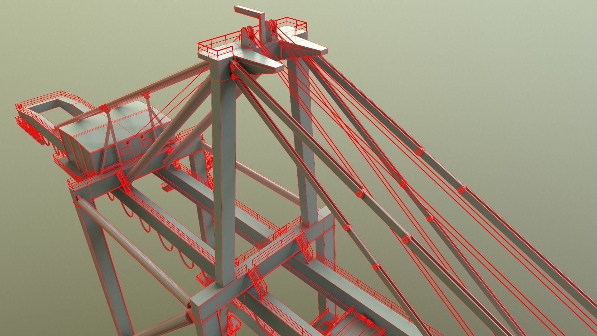 PBR Quayside Container Crane V2 - Blue Dark Low-poly 3D model_29