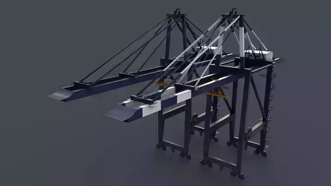 PBR Quayside Container Crane V2 - Blue Dark Low-poly 3D model