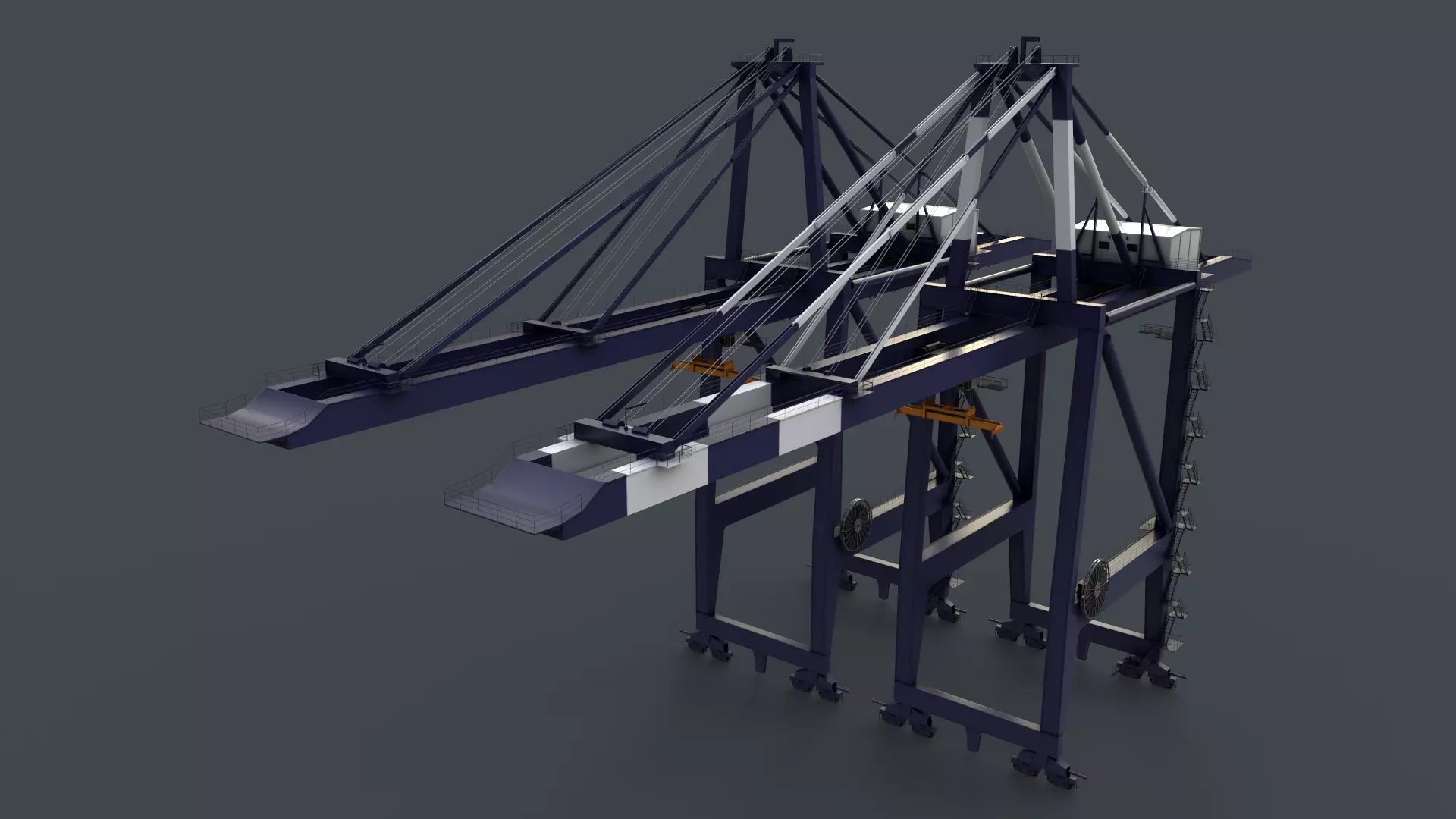 PBR Quayside Container Crane V2 - Blue Dark Low-poly 3D model_0