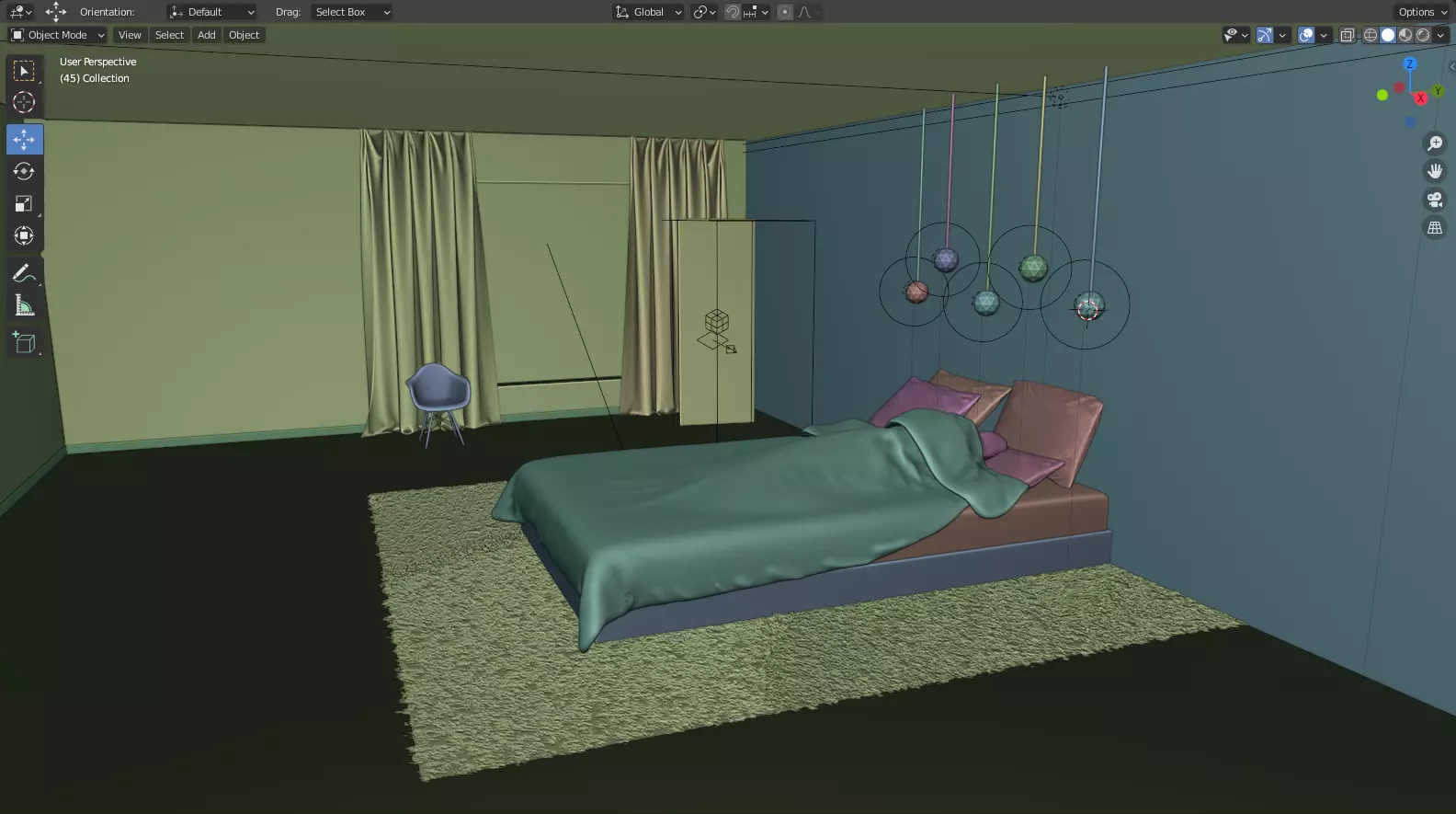 Bed 3d modeling and rendering in room scene 3D model_0