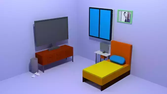 A LOW POLY ROOM WITH OBJECTS