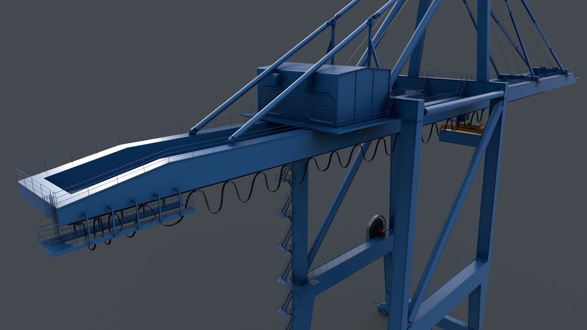 PBR Quayside Container Crane V2 - Blue Light Low-poly 3D model_23