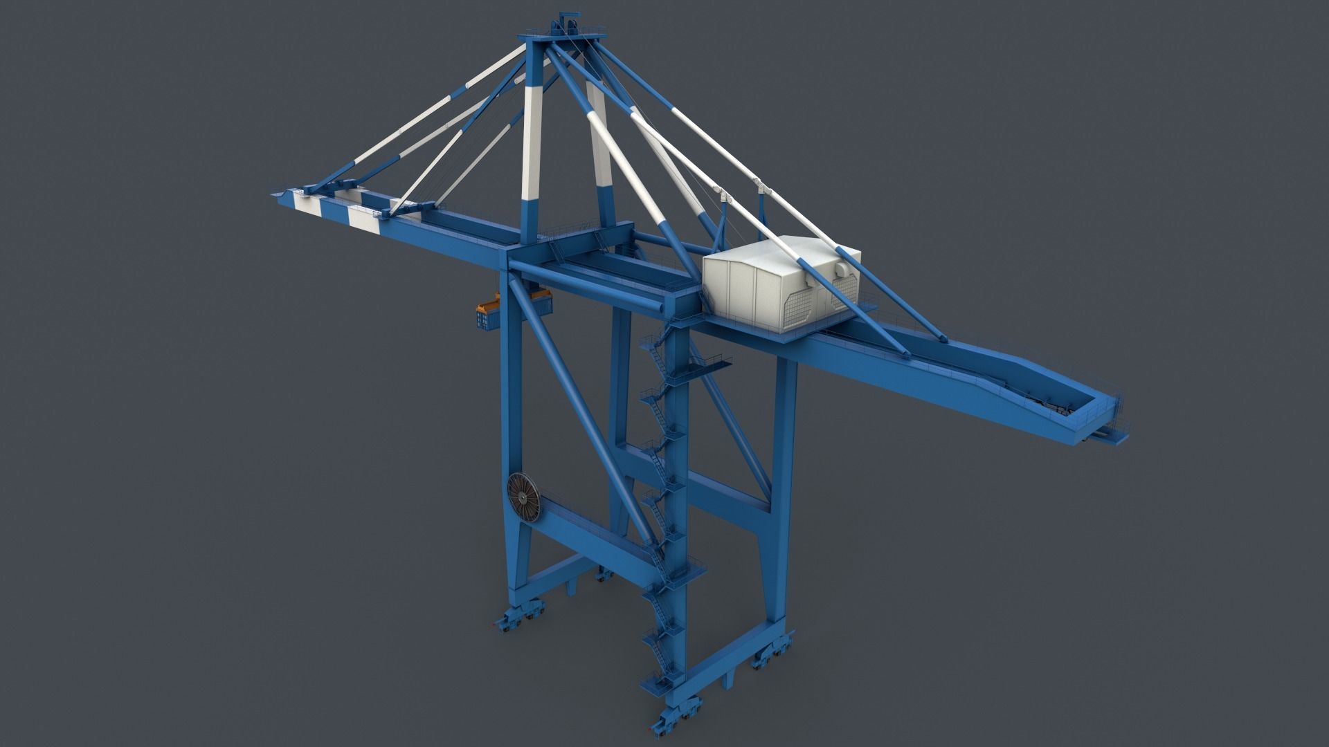 PBR Quayside Container Crane V2 - Blue Light Low-poly 3D model_22
