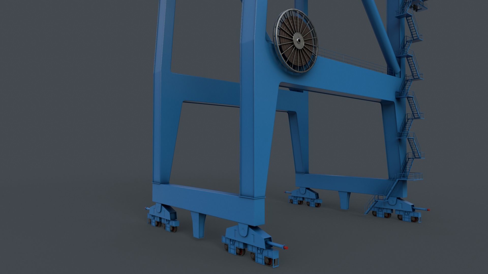 PBR Quayside Container Crane V2 - Blue Light Low-poly 3D model_16
