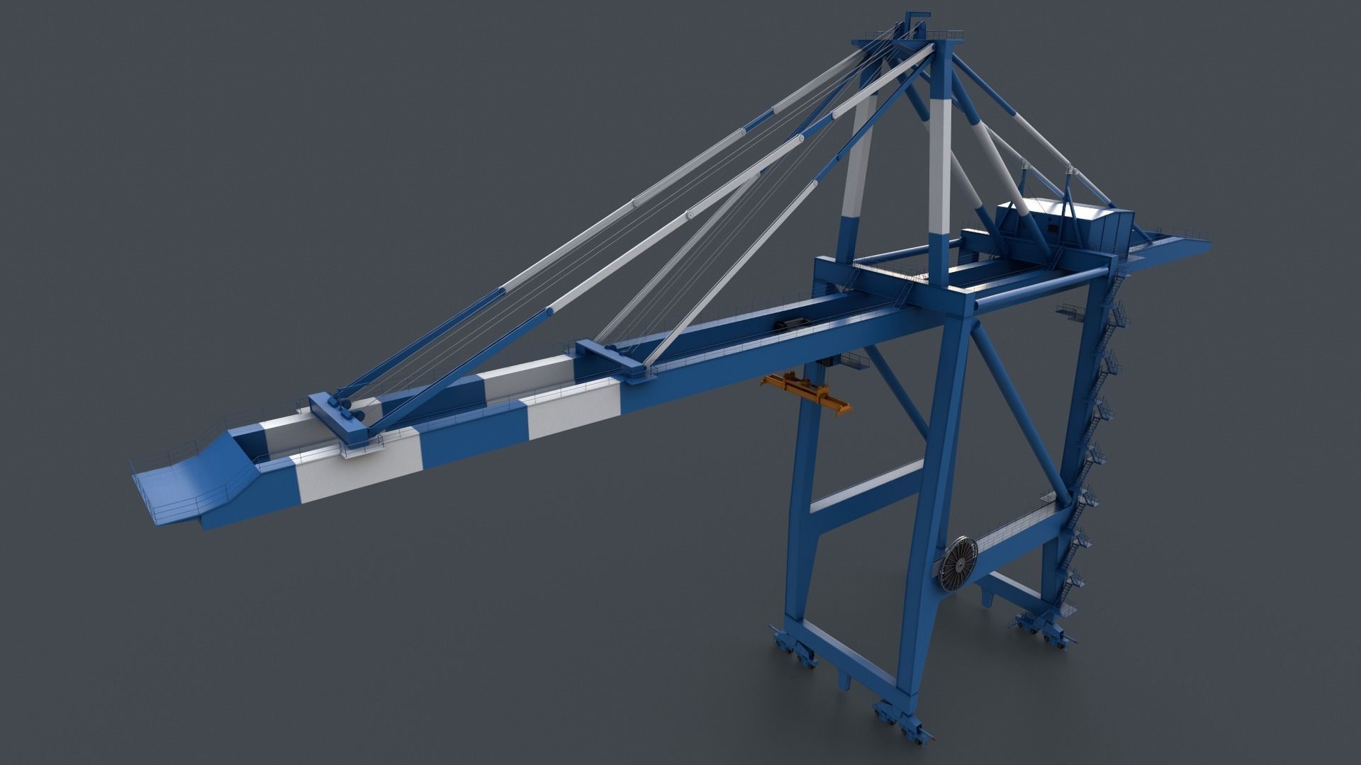 PBR Quayside Container Crane V2 - Blue Light Low-poly 3D model_3