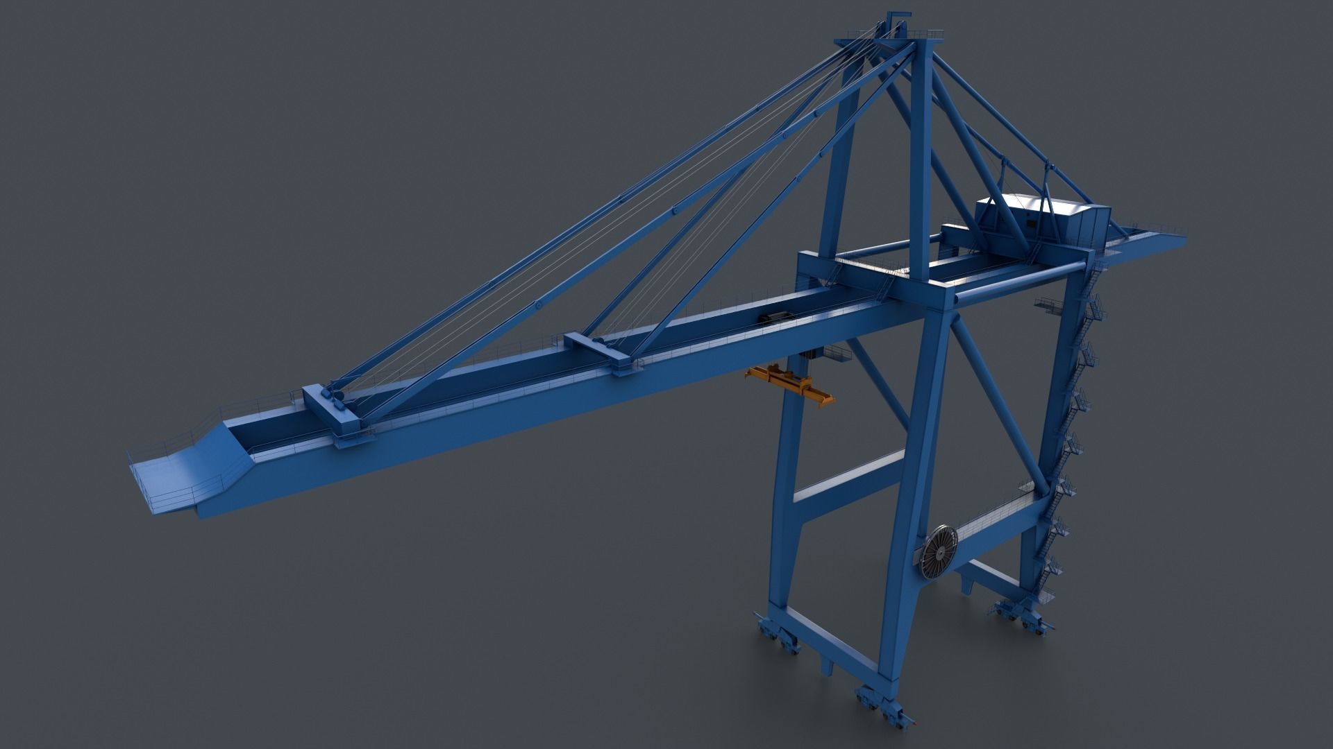 PBR Quayside Container Crane V2 - Blue Light Low-poly 3D model_2