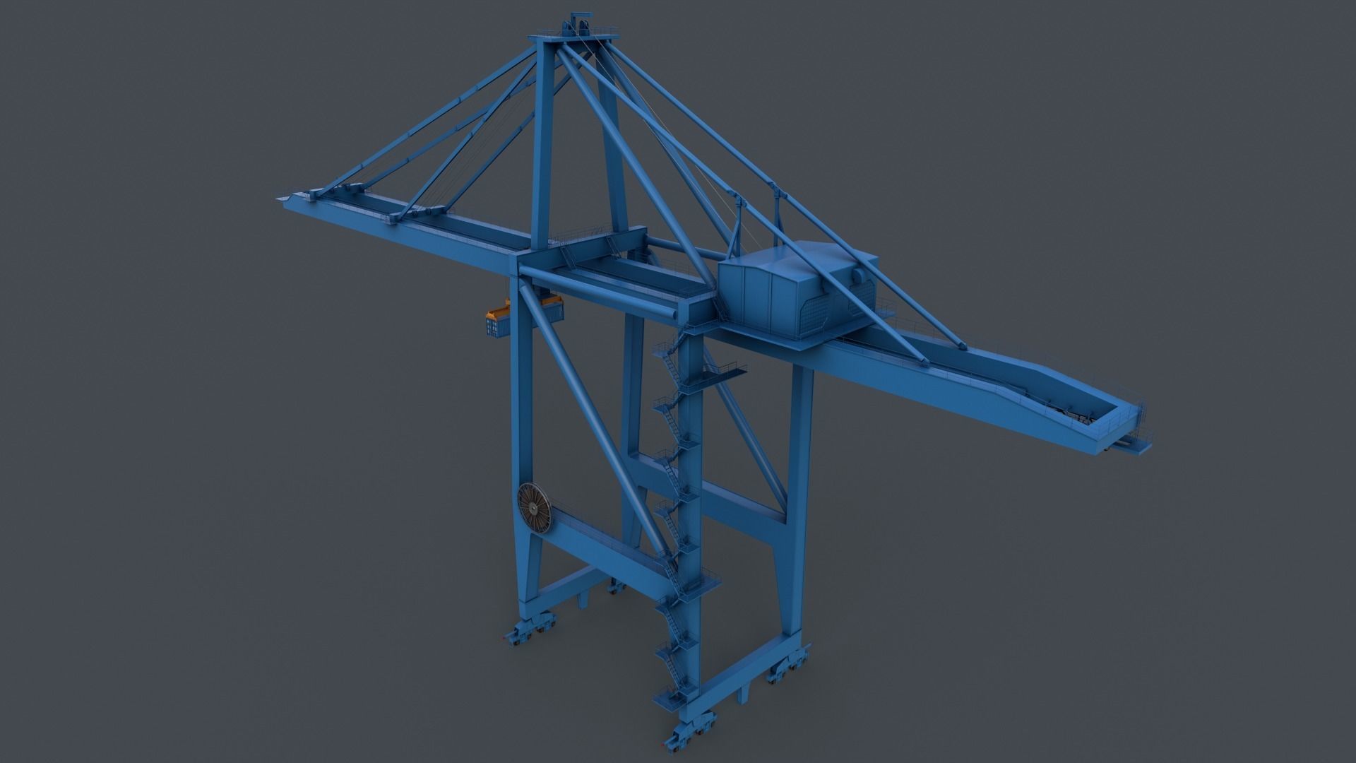 PBR Quayside Container Crane V2 - Blue Light Low-poly 3D model_19