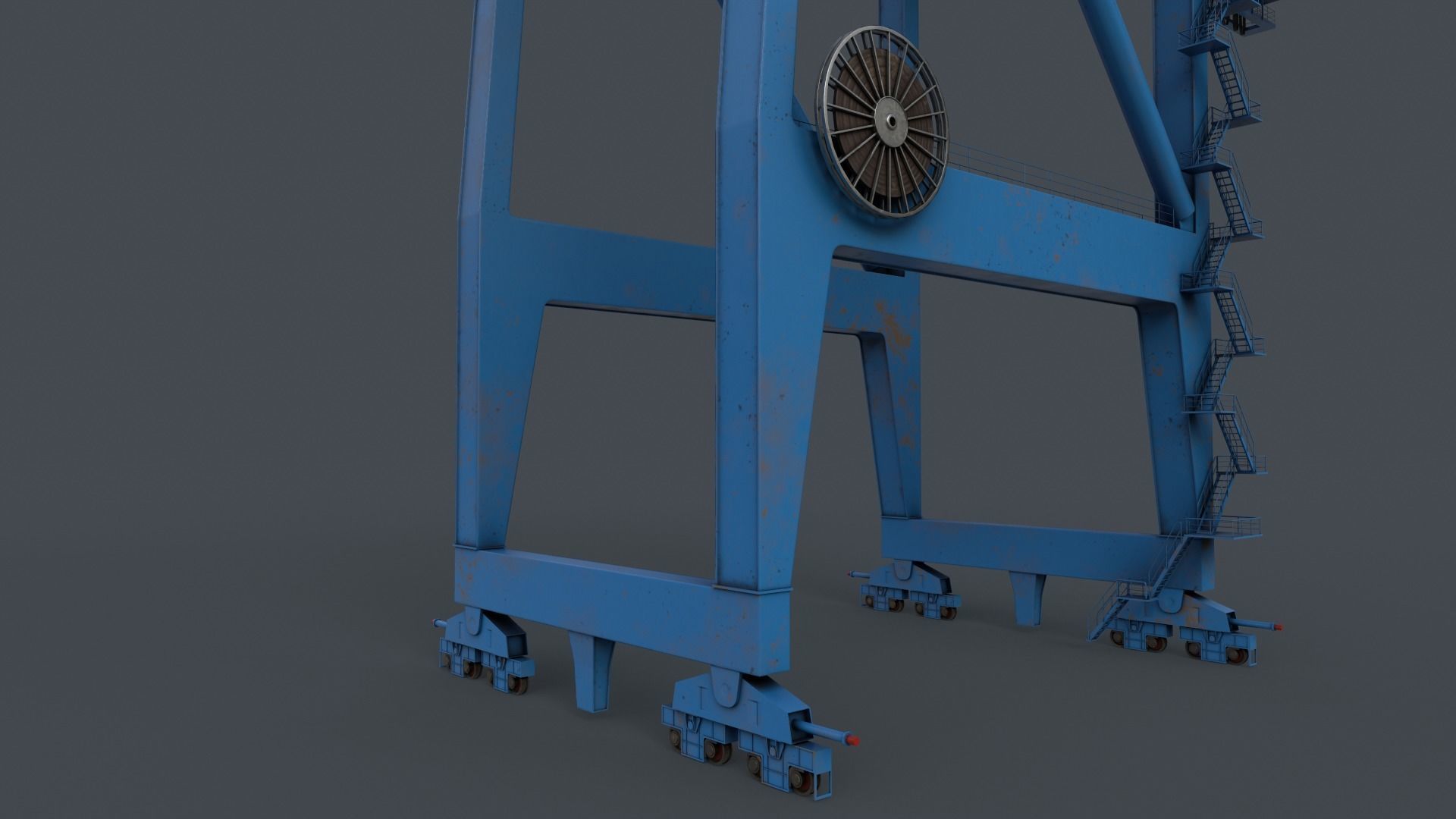 PBR Quayside Container Crane V2 - Blue Light Low-poly 3D model_17